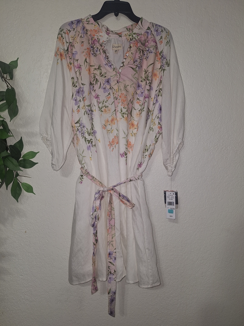 Seven7 White Mini Dress with Pastel Floral Print
